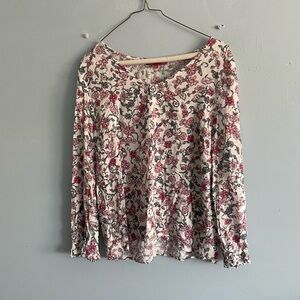 Floral Long Sleeve Blouse - Pink and Black